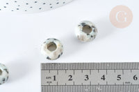 Pendentif donut perle rondelle jaspe sésame création bijoux 14mm, création bijoux pierre, x 2 (G7560)