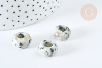 Pendentif donut perle rondelle jaspe sésame création bijoux 14mm, création bijoux pierre, x 2 (G7560)