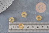Pendentif donut verre jaune et feuille d'or, un pendentif rond verre pour vos créations de bijoux,15x3mm, x 10 (3.5g) G3505