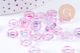 Pendentif donut verre jaune violet 10x3mm, x10 (G3506)