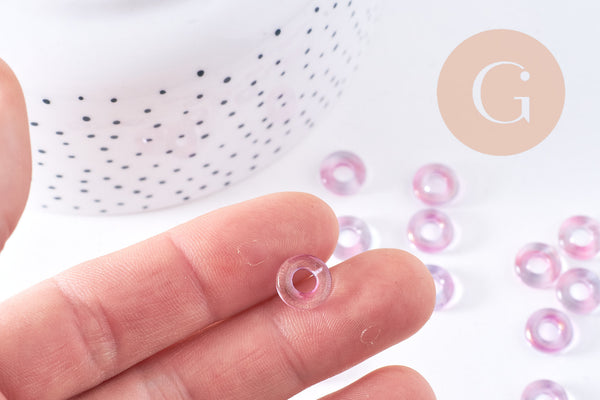 Pendentif donut verre jaune violet 10x3mm, x10 (G3506)