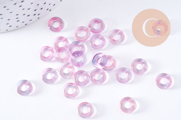 Pendentif donut verre jaune violet 10x3mm, x10 (G3506)