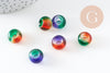 Pendentif donut verre multicolore, un pendentif rond verre pour vos créations de bijoux,15x10mm, x 2 (G3276)