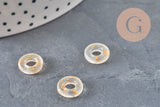 Transparent glass and gold leaf donut pendant, a round glass pendant for your jewelry creations, 15x3mm, x 10 (G3299)