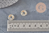 Transparent glass and gold leaf donut pendant, a round glass pendant for your jewelry creations, 15x3mm, x 10 (G3299)