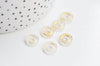 Pendentif donut verre transparent et feuille d'or, un pendentif rond verre pour vos créations de bijoux,15x3mm, x 10 (G3299)