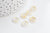 Pendentif donut verre transparent et feuille d'or, un pendentif rond verre pour vos créations de bijoux,15x3mm, x 10 (G3299)