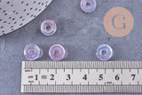 Pendentif donut verre violet rose feuille d'or 10x3mm, x10 (G10627)