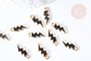 Pendentif éclair doré émaillé noir zamac doré 20mm,pendentif doré création bijoux, x 5 G8092