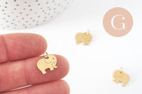 Pendentif éléphant acier 304 inoxydable doré 11mm, x1 (G9838)