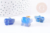 Pendentif éléphant agate bleue support doré 18.5mm, x1 (G3903)
