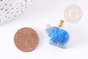 Pendentif éléphant agate bleue support doré 18.5mm, x1 (G3903)