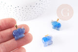 Pendentif éléphant agate bleue support doré 18.5mm, x1 (G3903)