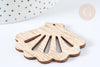 Pendentif en bois coquillage ajouré 52mm, x2 (G7275)