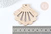 Pendentif en bois coquillage ajouré 52mm, x2 (G7275)