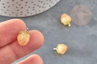 Pendentif en résine fleur séchée rose orange 33mm, x1 (G6897)