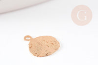 Pendentif estampe filigrane feuille dentelle laiton doré 9mm, Pendentif très fin et léger pour création de bijoux DIY x2 G9200