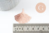 Pendentif estampe filigrane feuille gingko laiton or rose 33mm, Pendentif très fin et léger, x2 (G9826)