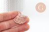 Pendentif estampe filigrane feuille gingko laiton or rose 33mm, Pendentif très fin et léger, x2 (G9826)