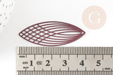 Pendentif estampe filigrane feuille ovale laiton violet, Pendentif très fin et léger, 40x16mm, x2 (G3729)