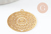 Pendentif estampe filigrane fleur Mandala acier inoxydable 201 doré 18K 20.5mm, x1 (G9422)