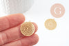 Pendentif estampe filigrane fleur Mandala acier inoxydable 201 doré 18K 20.5mm, x1 (G9422)