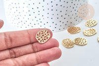 Pendentif estampe filigrane ovale zamac doré clair 18mm, Pendentif fin et léger création bijoux, x 5 G7859