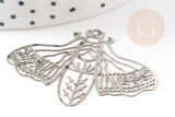 Pendentif estampe filigrane papillon acier argenté 32x44mm,x2 (G4109)