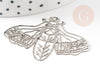 Pendentif estampe filigrane papillon acier argenté 32x44mm,x2 (G4109)