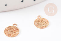 Pendentif estampe filigrane rond dentelle laiton doré 10mm, Pendentif très fin et léger pour création de bijoux DIY x2 (G9204)