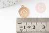 Pendentif estampe filigrane rond fleur dentelle laiton doré clair 14mm, x2 (G9290)