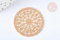 Pendentif estampe filigrane rond rosace laiton doré 30mm, Pendentif léger, x2 G7249