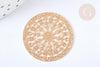 Pendentif estampe filigrane rond rosace laiton doré 30mm, Pendentif léger, x2 G7249
