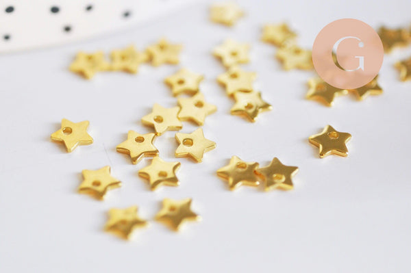 Pendentif étoile acier 304 inoxydable dore 24K 5.5mm,x5 (G6269)