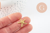Pendentif étoile de mer dorée, pendentif laiton doré,19mm, x10 (G0550)