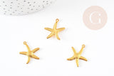 Pendentif étoile de mer laiton doré 23mm, pendentif marin pour creation bijoux, x5 G7044