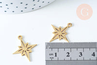 Pendentif étoile du nord acier 201 inoxydable doré 24mm, breloque acier inoxydable doré sans nickel, x1 G5730