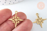 Pendentif étoile du nord acier 201 inoxydable doré 24mm, breloque acier inoxydable doré sans nickel, x1 G5730
