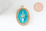 Pendentif étoile du nord zircons laiton doré 18k 25.5mm, sans nickel, création de bijoux, pendentif chanceux, x1 (G5959)