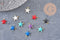 Pendentif étoile laiton brut émail multicolore 10.5mm, x10 (G3274)
