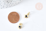 Pendentif étoile laiton doré 18K cristal zircon bleu 10mm,création bijou constellation,x1 G8440