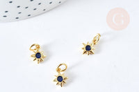 Pendentif étoile laiton doré 18K cristal zircon bleu 10mm,création bijou constellation,x1 G8440