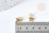 Pendentif étoile laiton doré 18K cristal zircon multicolore 12mm, x1 G8579