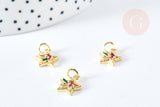 Pendentif étoile laiton doré 18K cristal zircon multicolore 12mm, x1 G8579