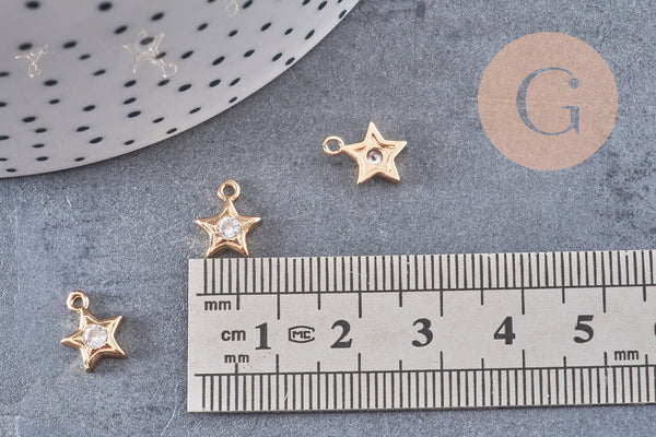 Pendentif étoile laiton doré cristal zircon 10.5mm, x1 G5683