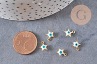 Pendentif étoile oeil protecteur acier 304 inoxydable doré 9mm, x10 (G10556)