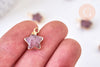 Pendentif étoile quartz fraise naturelle facettes 17mm,pendentif bijoux pierre naturelle, x1 (G5636)