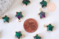 Pendentif étoile rubis sur zoisite naturelle facettes,rubis sur zoisite naturelle, pendentif étoile,17mm, x1 (G5635)
