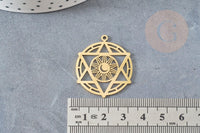 Pendentif étoile soleil acier 201 inoxydable dore 25.5mm,breloque acier inoxydable doré sans nickel pour création bijoux, x1 G6142