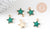 Pendentif étoile zamac doré résine verte 15mm,pendentif doré pour création de bijoux, x5 (G6099)